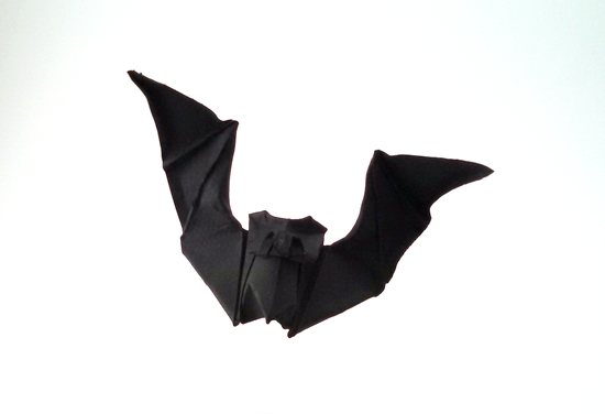 Origami Bat by Angel Morollon Guallar. Wet folded from a triangle of art paper by Gilad Aharoni on giladorigami.com