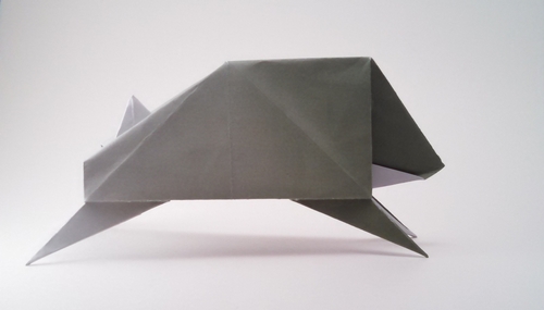 Origami Wild boar by Toshio Chino. Folded from a square of cardstock by Gilad Aharoni on giladorigami.com