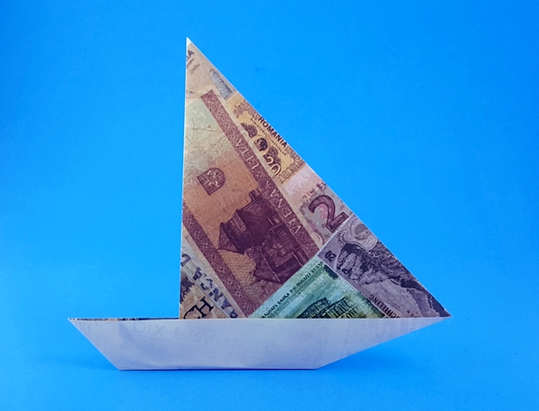 Origami Boat with sail by Traditional. Folded by Gilad Aharoni on giladorigami.com