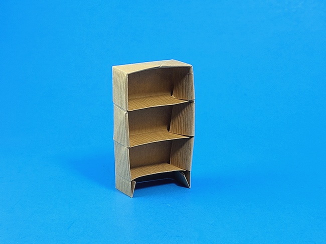 Origami Bookcase by Uchiyama Folded from a rectangle of Wood Texture origami paper by Gilad Aharoni on www.giladorigami.com