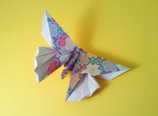 Origami Butterfly - Kyoto by Michael G. LaFosse. Folded from a square of chiyogami paper by Gilad Aharoni on giladorigami.com
