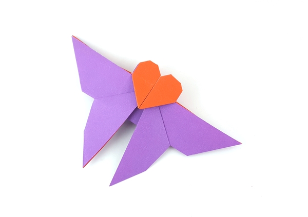 Origami Butterfly love by Francis Ow. Folded from a rectangle of duo origami paper by Gilad Aharoni on giladorigami.com