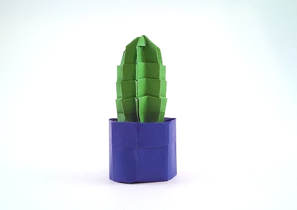Origami Cactus in a pot by David Petty. Folded by Gilad Aharoni on giladorigami.com
