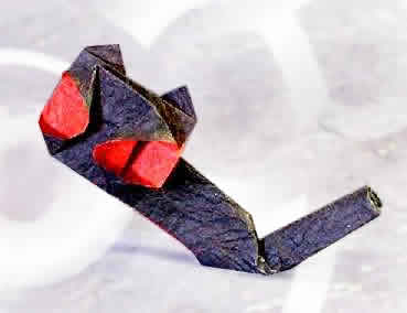 Origami Kitten by Toshikazu Kawasaki. Folded from a rectangle of duo rice paper by Gilad Aharoni on giladorigami.com