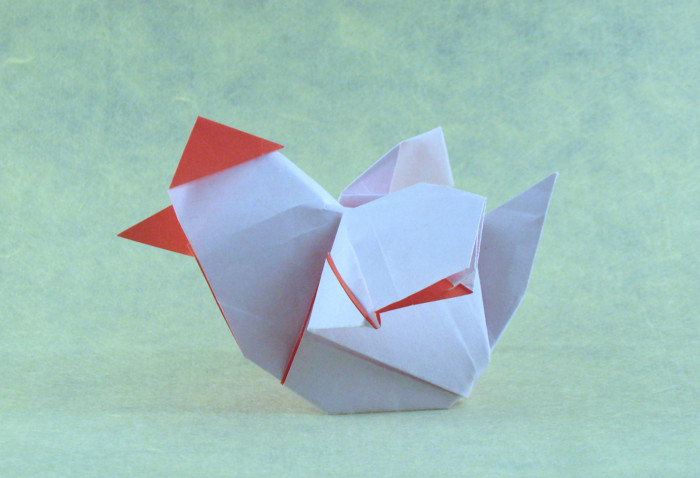 Origami Chicken by Andrew Neehall. Folded by Gilad Aharoni on giladorigami.com