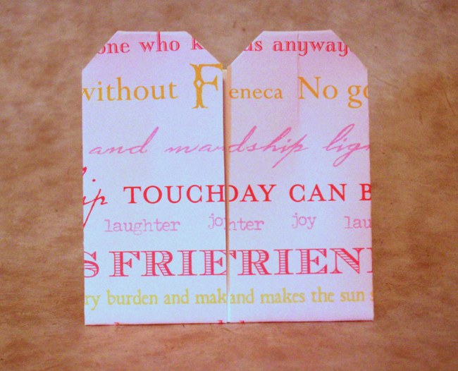 Origami Tablets of 10 commandments by Joel Stern. Folded from a square of scrapbooking paper by Gilad Aharoni on giladorigami.com