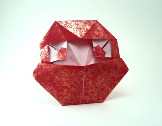 Origami Daruma doll by Kumasaka Hiroshi. Folded from a square of Urban Metal origami paper by Gilad Aharoni on giladorigami.com