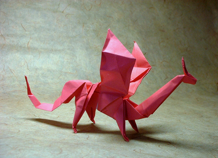 Origami Dragon by Christophe Boudias. Folded from a square of origami paper by Gilad Aharoni on giladorigami.com