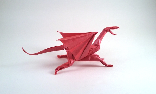 Origami Dragon by Matthew Green. Folded from a square of Nicolas Terry's tissue-foil by Gilad Aharoni on giladorigami.com