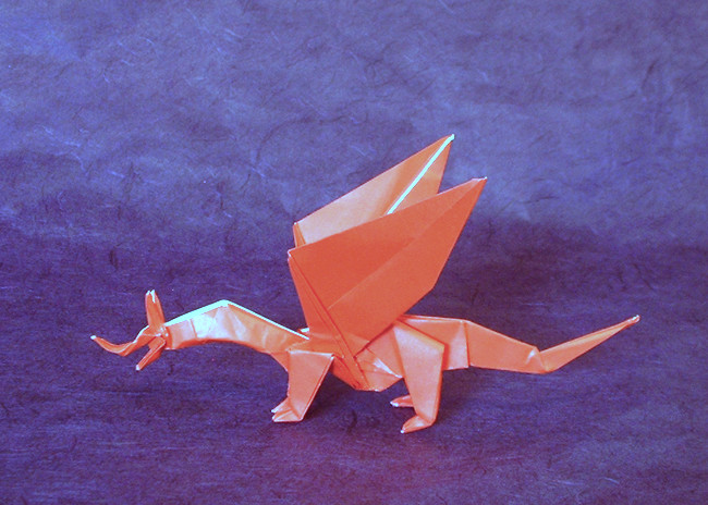 Origami Dragon by Miyamoto Chuya. Folded from a square of origami paper by Gilad Aharoni on giladorigami.com