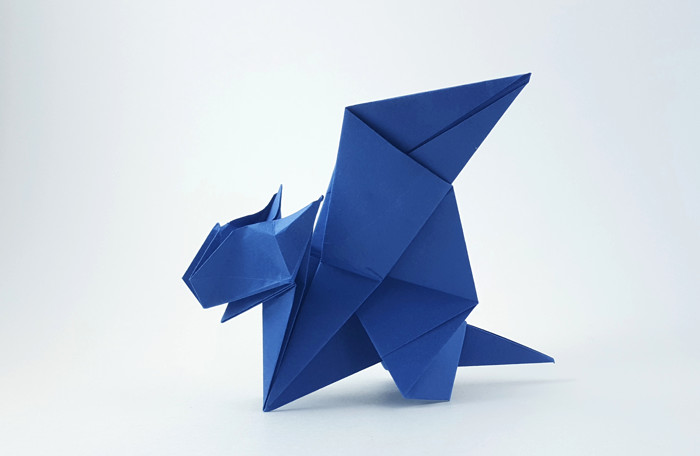 Origami Dragon by Sakurai Ryosuke. Folded from a square of Biotope origami paper by Gilad Aharoni on giladorigami.com