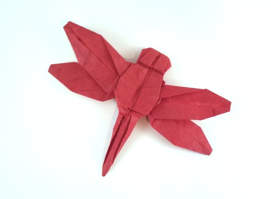 Origami Dragonfly by Robert J. Lang. Folded from a rectangle of Unryu paper by Gilad Aharoni on giladorigami.com