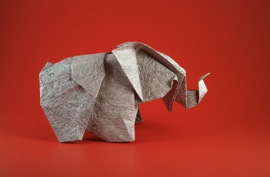 Origami Elephant - Cambodian by Fumiaki Kawahata. Folded by Gilad Aharoni on giladorigami.com
