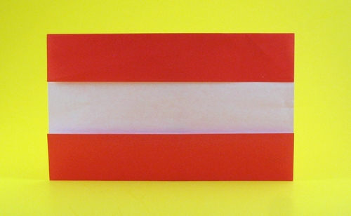 Origami Flag of Austria by Gilad Aharoni. Folded from a square of origami paper by Gilad Aharoni on giladorigami.com