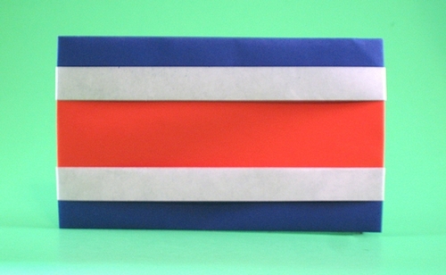 Origami Flag of Costa Rica by Gilad Aharoni. Folded from 2 squares of origami paper by Gilad Aharoni on giladorigami.com