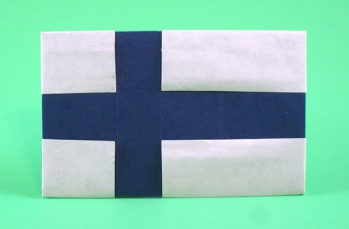 Origami Flag of Finland by Gilad Aharoni. Folded from a square of origami paper by Gilad Aharoni on giladorigami.com