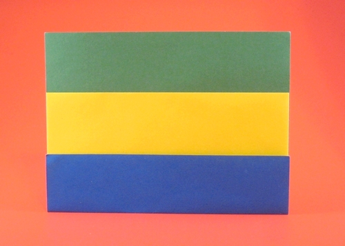 Origami Flag of Gabon by Gilad Aharoni. Folded from 2 squares of duo origami paper by Gilad Aharoni on giladorigami.com