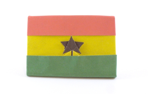 Origami Flag of Ghana by Gilad Aharoni. Folded from 2 squares of duo origami paper by Gilad Aharoni on giladorigami.com