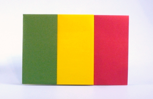 Origami Flag of Guinea by Gilad Aharoni. Folded from 2 squares of duo origami paper by Gilad Aharoni on giladorigami.com