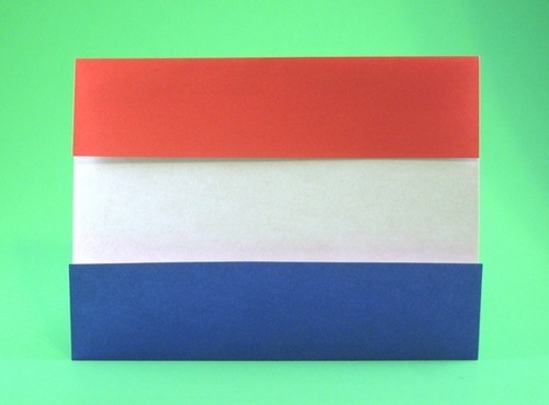 Origami Flag of Netherlands by Gilad Aharoni. Folded from 2 squares of origami paper by Gilad Aharoni on giladorigami.com