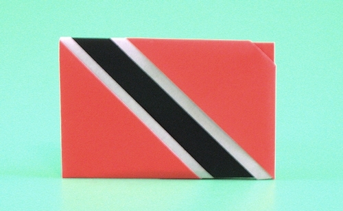 Origami Flag of Trinidad and Tobago by Gilad Aharoni. Folded from 2 squares of duo origami paper by Gilad Aharoni on giladorigami.com