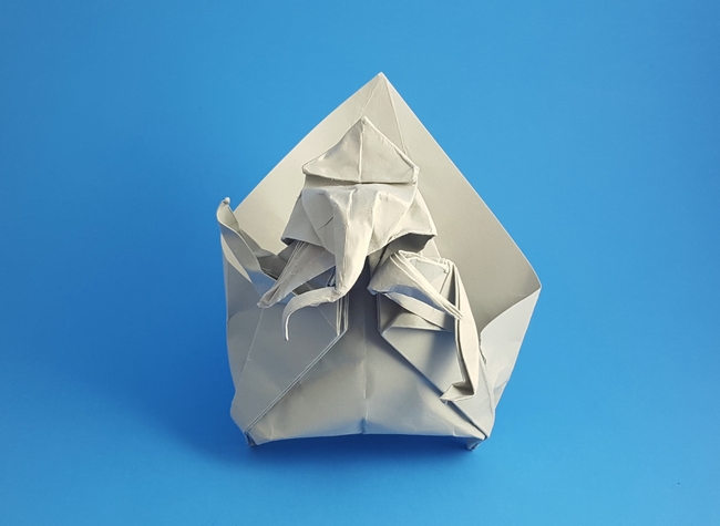 Origami Ganesh by Eric Vigier. Folded from a square of cardstock by Gilad Aharoni on giladorigami.com