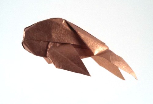 Origami Goldfish by Patricia Crawford. Folded from a square of Nicolas Terry's tissue-foil by Gilad Aharoni on giladorigami.com
