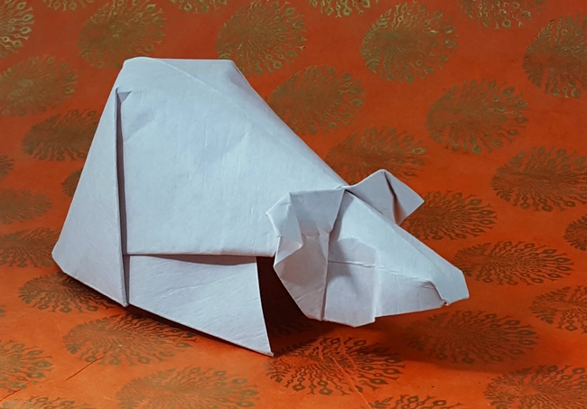 Origami Guinea pig by David Brill. Folded by Gilad Aharoni on giladorigami.com