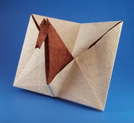 Origami Horse pop-up card by Sy Chen. Folded by Gilad Aharoni on giladorigami.com