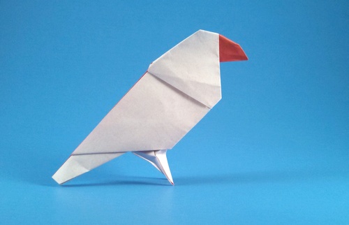 Origami Java sparrow by Makoto Yamaguchi. Folded from a square of origami paper by Gilad Aharoni on giladorigami.com