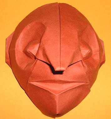 Origami Mask by Eric Joisel. Wet-folded from a square of 160gsm Canson paper by Gilad Aharoni on giladorigami.com