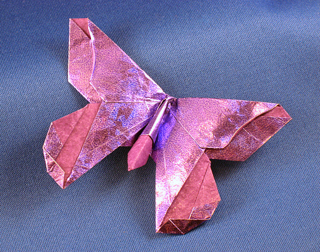Origami Butterfly - Lillian Oppenheimer by Michael G. LaFosse. Folded from a square of Kathy Stevick's tissue-foil by Gilad Aharoni on giladorigami.com