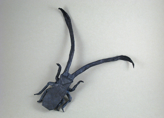 Origami Longhorn beetle by Robert J. Lang. Folded from a square of Lokta by Gilad Aharoni on giladorigami.com