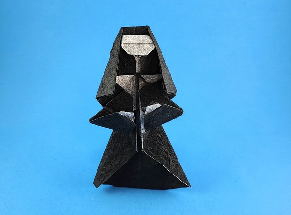 Origami Nun by Sakurai Ryosuke. Folded from a square of Duo Thai origami paper by Gilad Aharoni on giladorigami.com