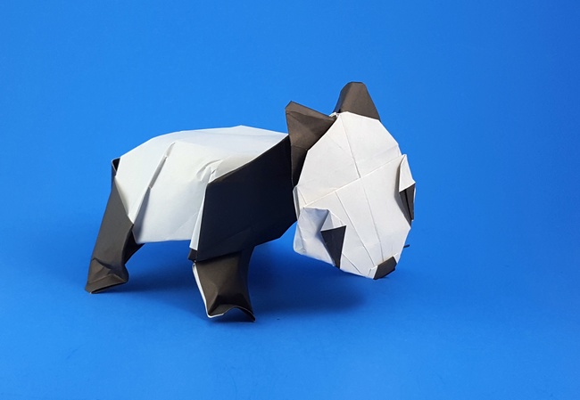 Origami Panda by Steven Casey. Folded fom a square of origami paper by Gilad Aharoni on giladorigami.com