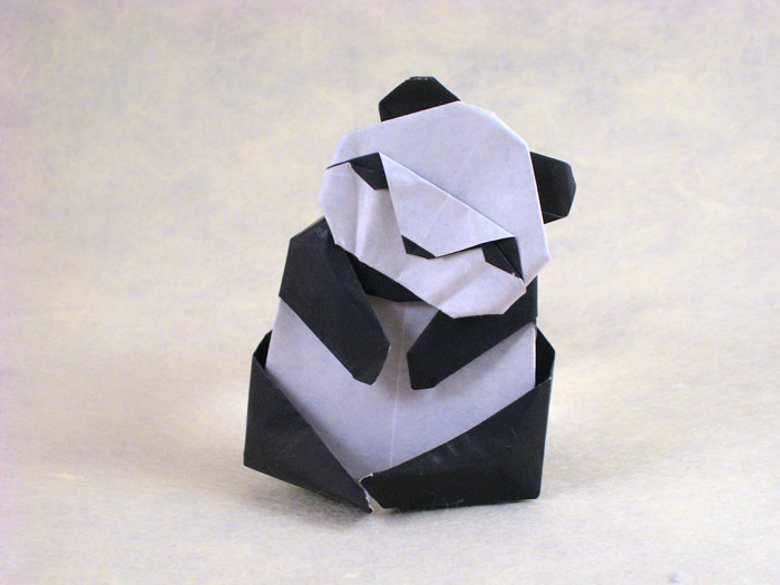 Origami Panda by Akira Yoshizawa. Folded from 2 squares of origami paper by Gilad Aharoni on giladorigami.com