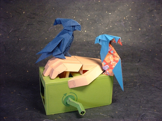 Origami Parrot by Peterpaul Forcher. Folded by Gilad Aharoni on giladorigami.com