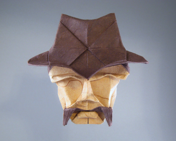 Origami Gunman mask by Gabriel Alvarez Casanovas. Folded by Gilad Aharoni on giladorigami.com