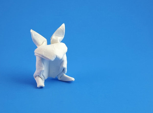 Origami Bunny by Thoki Yenn. Folded from a square of heavy hand-made paper by Gilad Aharoni on giladorigami.com