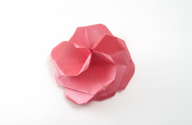 Origami Rose for Irene by Michael G. LaFosse. Folded from a square of Nicolas Terry's tissue-foil by Gilad Aharoni on giladorigami.com