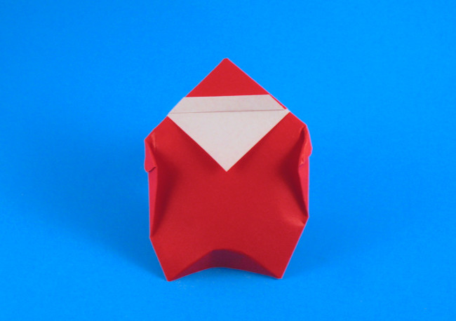 Origami Santa cup by Aoyagi Shoko. Folded from a square of origami paper by Gilad Aharoni on giladorigami.com