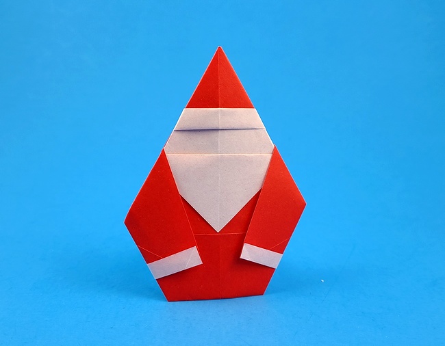 Origami Santa Claus by Takagi Hiromi. Folded from a square of origami paper by Gilad Aharoni on giladorigami.com