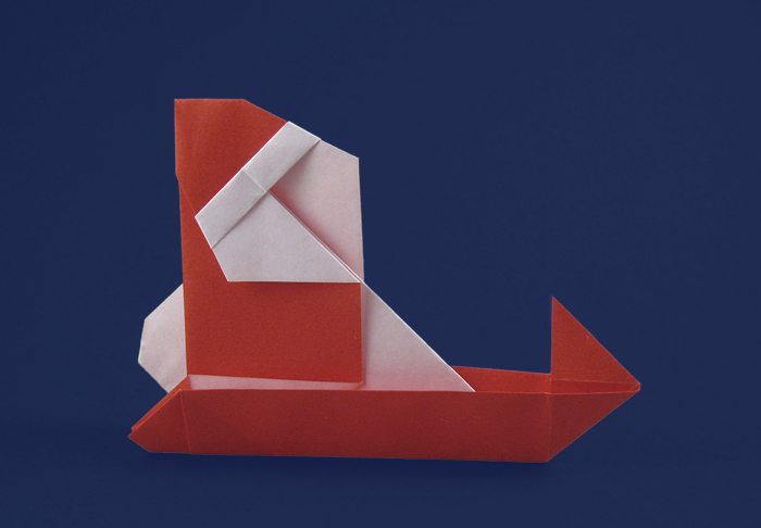 Origami Santa Claus and sleigh by Sanae Sakai. Folded by Gilad Aharoni on giladorigami.com