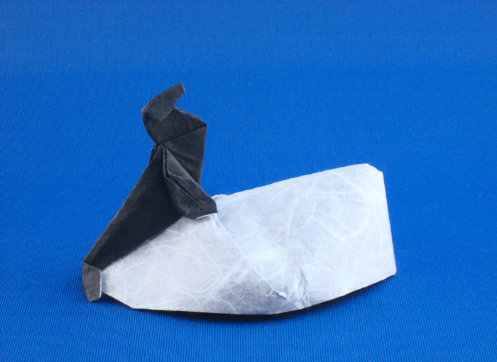 Origami Seal on ice by Sergio Gonzalez. Folded from a square of double-sided Unryu paper by Gilad Aharoni on giladorigami.com