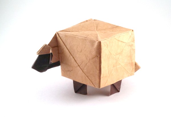 Origami Sheep by Jeong Ki-Dam. Folded from a square of double-sided mulberry paper by Gilad Aharoni on giladorigami.com