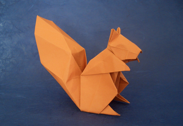 Origami Squirrel by Hideo Komatsu. Wet-folded from a square of watercolor paper by Gilad Aharoni on giladorigami.com