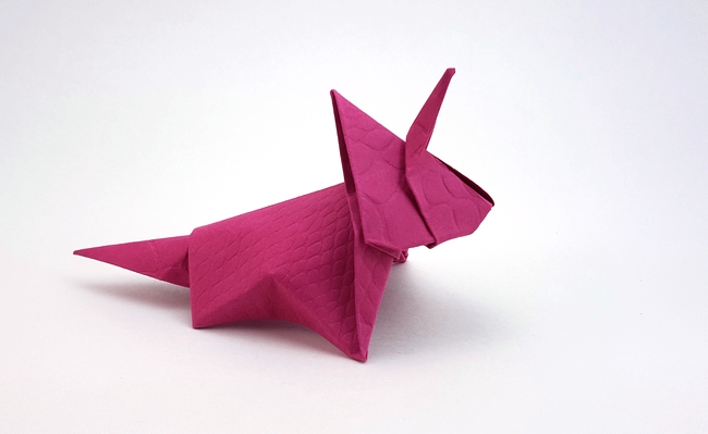 Origami Styracosaurus by Nick Robinson. Folded from a square of art paper by Gilad Aharoni on giladorigami.com