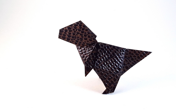 Origami Tyrannosaurus rex baby by Makoto Yamaguchi. Folded from a square of textured origami paper by Gilad Aharoni on giladorigami.com
