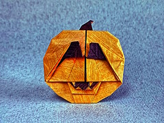 Origami Jack-O-Lantern vampire by Renita Pavlova on giladorigami.com