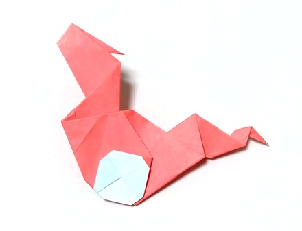 Origami Dragon with wheels by Nonaka Yoko on giladorigami.com